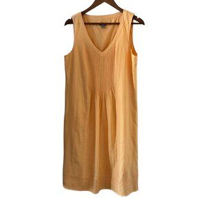 J Jill Linen Sleeveless Pintuck Embroidered Dress In Orange Size M